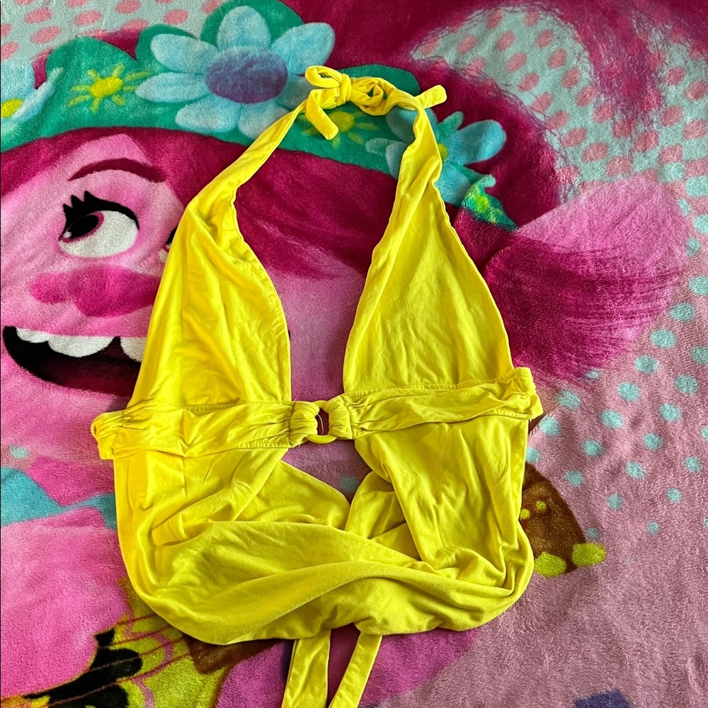 SHEIN Yellow Halter Top. Backless